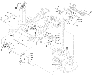 Deck Lift Assembly Diagram and Parts List for LZX921GKA60600 (406294345-408644345)(2020) Exmark Lawn Mower
