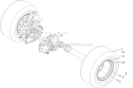 Rear Wheel Assembly Diagram and Parts List for RAX730GKA604A3 (408644346-411294211)(2021) Exmark Lawn Mower