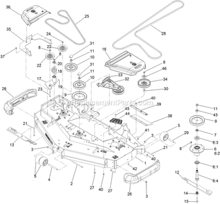 Deck Assembly Diagram and Parts List for LZX940EKC60RW0 (402082300-404314158)(2018) Exmark Lawn Mower