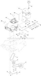 Engine And Fuel Tank Assembly Diagram and Parts List for ECS180CKA30000 (404314159-406294344)(2019) Exmark Lawn Mower