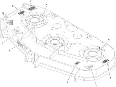 Deck With Decals Assembly Diagram and Parts List for VTS740EKC604 (313000000-313999999)(2013) Exmark Lawn Mower