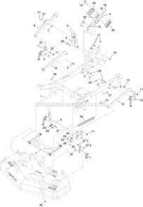 Deck Lift Assembly Diagram and Parts List for STS730GKA52400 (408644346-411294211)(2021) Exmark Lawn Mower
