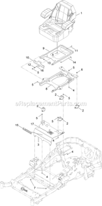 Seat Assembly Diagram and Parts List for LZS749AKC72400 (316000000-316999999)(2016) Exmark Lawn Mower