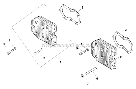Cylinder Head Diagram and Parts List for TR-17K 70000-79999 Exmark Lawn Mower