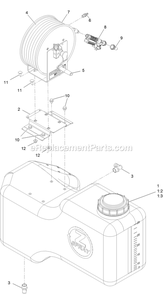 Hose Reel Tank Assembly Diagram and Parts List for 34226 400000000-999999999 Exmark Sprayer