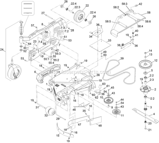 Rh Wing Deck Assembly Diagram and Parts List for LZS88CDYM96RW0 (406294345-408644345)(2020) Exmark Lawn Mower