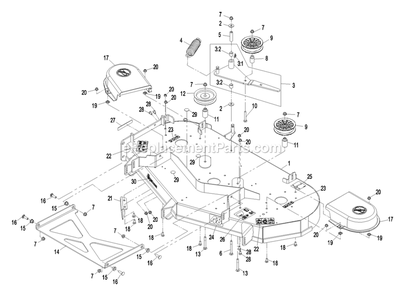 Deck Group (1) Diagram and Parts List for QST23KC522 (720000-789999)(2008) Exmark Lawn Mower