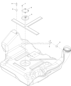 Fuel Tank Assembly Diagram and Parts List for RAE708GEM48300 (406294345-408644345)(2020) Exmark Lawn Mower