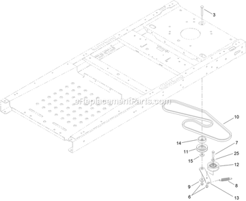 Belt And Pulley Assembly Diagram and Parts List for QTE691KA501 (313000000-313999999)(2013) Exmark Lawn Mower