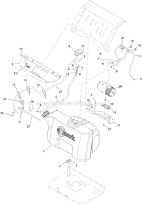 Fuel Tank Mounting Assembly Diagram and Parts List for VTS541CKA36300 (400000000-402082299)(2017) Exmark Lawn Mower