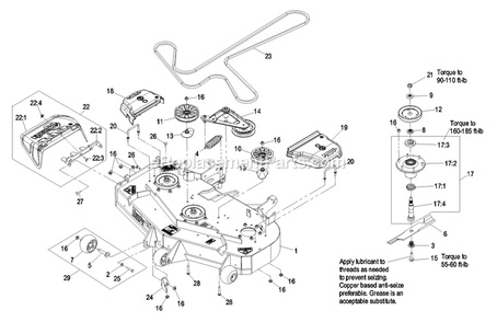 Deck Group (1) Diagram and Parts List for LZZ23KA526 (790000-849999)(2009) Exmark Lawn Mower