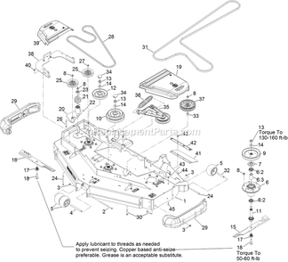 Deck Assembly Diagram and Parts List for LZE801GKA60RA1 (316000000-399999999)(2016) Exmark Lawn Mower