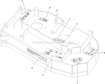 Deck With Decals Assembly Diagram and Parts List for TTS481CKA36300 (406294345-408644345)(2020) Exmark Lawn Mower