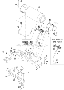 Lp Valve, Tank And Hose Assembly Diagram and Parts List for LZS29PKA724 (920000-999999)(2011) Exmark Lawn Mower