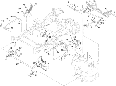 Deck Lift Assembly Diagram and Parts List for LZS740PKC52400 (315000000-315999999)(2015) Exmark Lawn Mower