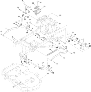 Deck Lift Assembly Diagram and Parts List for STE600CKA363H1 (406294345-408644345)(2020) Exmark Lawn Mower
