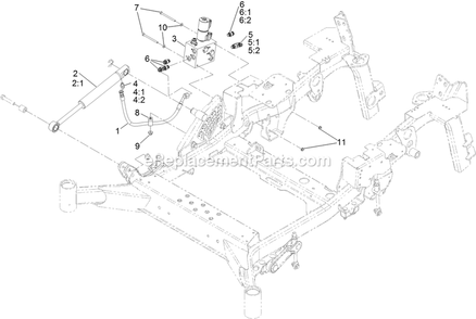 Hydraulic Lift And Fold Assembly Diagram and Parts List for LZS88CDYM96RW0 (406294345-408644345)(2020) Exmark Lawn Mower