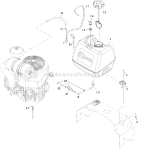 Fuel Assembly Diagram and Parts List for TTX691GKA52400 (316000000-399999999)(2016) Exmark Lawn Mower