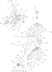 Fuel Assembly Diagram and Parts List for QZS691CKA50200 (404314159-406294344)(2019) Exmark Lawn Mower