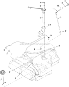 Fuel Tank Assembly Diagram and Parts List for LZS742KC604 (314000000-314999999)(2014) Exmark Lawn Mower