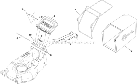 Bag And Door Assembly Diagram and Parts List for ECX160CHN21000 (315000000-315999999)(2015) Exmark Lawn Mower