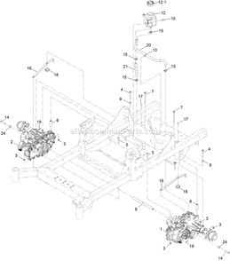 Transaxle Assembly Diagram and Parts List for RAS651GKA483A3 (408644346-411294211)(2021) Exmark Lawn Mower