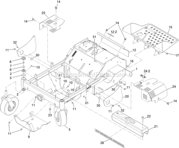 Main Frame Assembly Diagram and Parts List for ARX440CKC24000 (404314159-406294344)(2019) Exmark Aerator