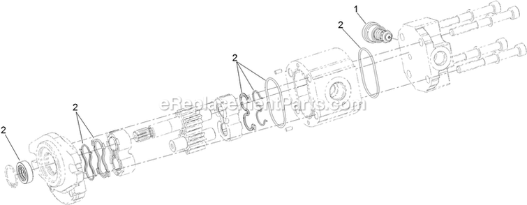 Hydraulic Gear Pump Assembly Diagram and Parts List for LZS88CDYM96RW0 (402082300-404314158)(2018) Exmark Lawn Mower