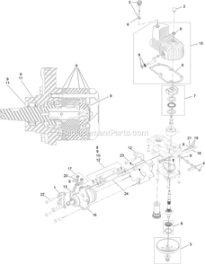 Rh Hydro Assembly Diagram and Parts List for LZE691GKA524A2 (315000000-315999999)(2015) Exmark Lawn Mower