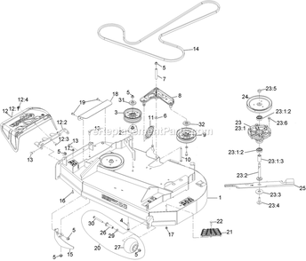 Deck Assembly Diagram and Parts List for RAE702GEM44300 (406294345-408644345)(2020) Exmark Lawn Mower