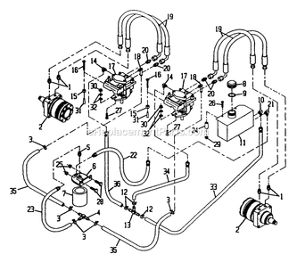Hydraulics Group Diagram and Parts List for VH5216BV (130000-149999)(1997) Exmark Lawn Mower