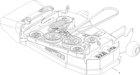 Complete Deck Assembly Diagram and Parts List for STE600CKA323H1 (408644346-411294211)(2021) Exmark Lawn Mower