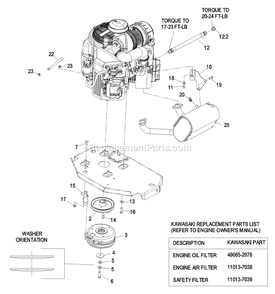 Engine Group (4) Diagram and Parts List for LZZ23KA526 (790000-849999)(2009) Exmark Lawn Mower