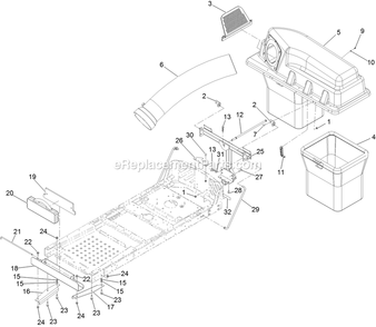 Bagger Assembly Diagram and Parts List for 126-7506 (402082300-404314158)(2018) Exmark Lawn Tractor Accessories