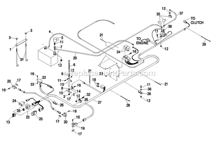 Electrical Group (1) Diagram and Parts List for LAS25KC604B (670000-719999)(2007) Exmark Lawn Mower