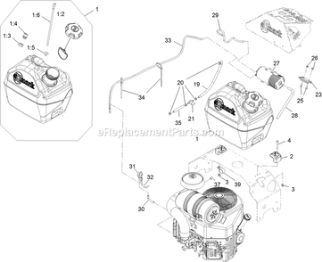 Fuel Tank Assembly Diagram and Parts List for TTX691CKA60400 (404314159-406294344)(2019) Exmark Lawn Mower