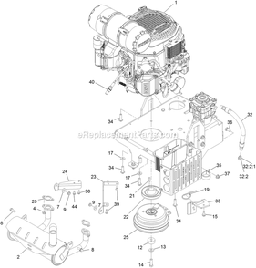 Engine Assembly Diagram and Parts List for VTS740PKC52400 (402082300-404314158)(2018) Exmark Lawn Mower