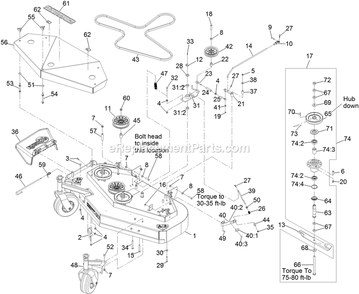 Deck Assembly Diagram and Parts List for MGS481CKA48300 (316000000-399999999)(2016) Exmark Lawn Mower