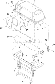 Hood And Frame Assembly Diagram and Parts List for 126-6954 (402082300-404314158)(2018) Exmark Lawn Tractor Accessories
