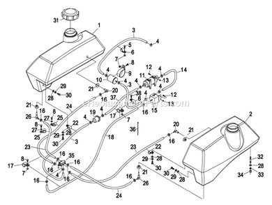 Fuel Group (3) Diagram and Parts List for LZ25KA604 (320000-369999)(2002) Exmark Lawn Mower