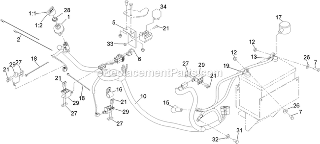 Electrical Assembly Diagram and Parts List for TTS20KAE523 (920000-999999)(2011) Exmark Lawn Mower
