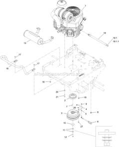 Engine Assembly Diagram and Parts List for TTX691CKA60400 (408644346-411294211)(2021) Exmark Lawn Mower