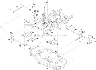 Deck Lift Assembly Diagram and Parts List for RAS730GKA603A3 (411294212-999999999)(2022) Exmark Lawn Mower