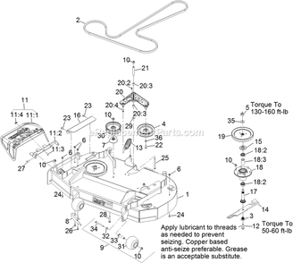 Deck Assembly Diagram and Parts List for PNS710KC443 (314000000-314999999)(2014) Exmark Lawn Mower