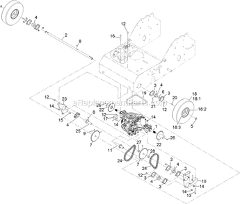 Drive Assembly Diagram and Parts List for ARS180KA21 (314000000-314999999)(2014) Exmark Aerator