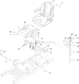 Seat Assembly (1) Diagram and Parts List for QSS725GKC50200 (315000000-315999999)(2015) Exmark Lawn Mower