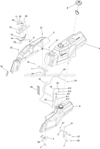 Fuel Assembly Diagram and Parts List for QZS735GKC54200 (408644346-411294211)(2021) Exmark Lawn Mower