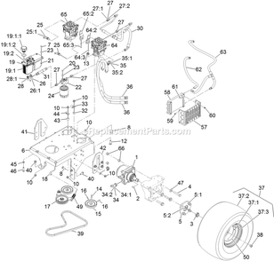 Ground Drive Assembly Diagram and Parts List for VTX691KA524 (314000000-314999999)(2014) Exmark Lawn Mower