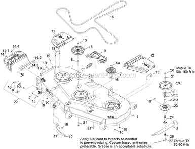 Deck Assembly Diagram and Parts List for LZS749AKC72400 (316000000-316999999)(2016) Exmark Lawn Mower