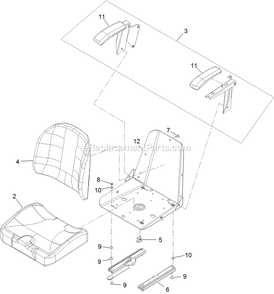 Seat With Track Assembly Diagram and Parts List for QTE691KA501 (313000000-313999999)(2013) Exmark Lawn Mower